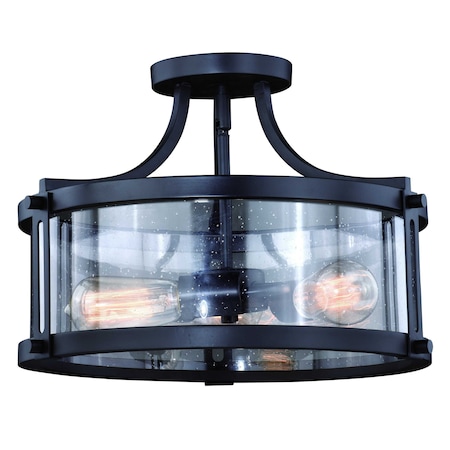 Vaxcel Holbrook 15.75-in W Bronze Bulb Semi Flush Mount Ceiling Light Clear Glass C0175