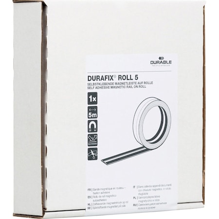 Durable Office Products DURAFIX Roll 5, Self Adhesive Magnetic Rail on Roll, Silver, 10PK 470823