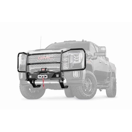 Warn Grille Guard Trans4mer  Gen III 1-Piece; Powder Coated; Black; Steel; With Brush Guards 106595