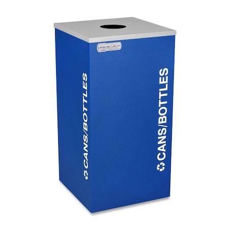 Ex-Cell Kaiser 24 gal Square Waste Receptacle, Silver, Blue RC-KDSQ-C RYX