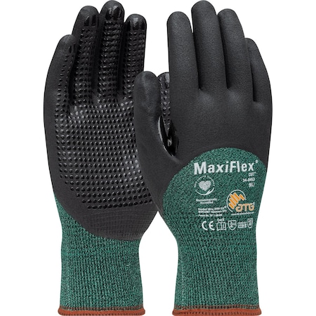 Atg Seamless Knit A2 Engineered Yarn Glove w/Premium Nitrile Coated MicroFoam Grip on Palm, Finger, 12PK 8464