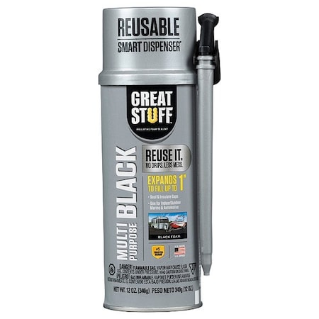 Great Stuff Insulating Spray Foam Sealant, Straw Application Method Can with Straw, Black, 10:7 Expansion Ratio 99112876
