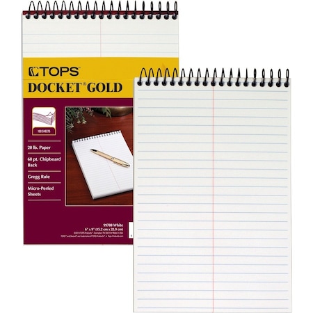 Tops Docket Gold Classified Steno- Frosty Clear Poly cover- gregg ruled- 20 lb white- 100 SH per BK 99708