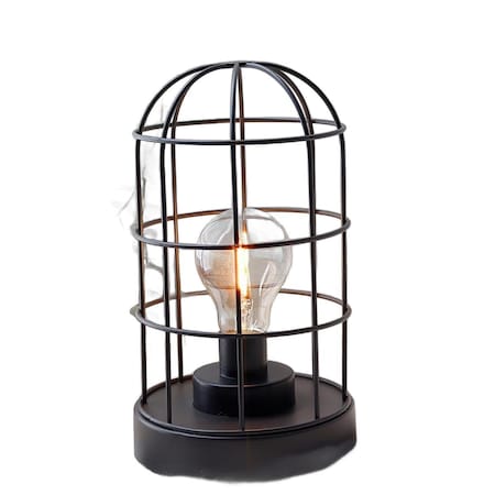 Homeroots Set of Two 10" Black Metal Round Bedside Lamp With Black Cylinder Shade 636317