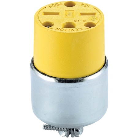 Leviton 15A 250V 3-Wire 2-Pole Armored Cord Connector 000-615CA