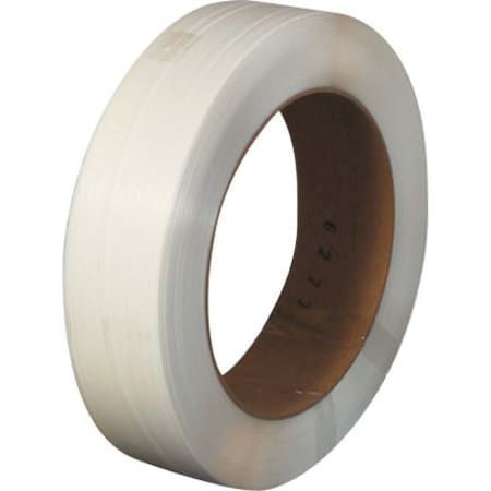 Partners Brand Polypropylene Strapping, Hand Grade, Embossed, 16" x 6" Core, 1/2" x 9000', White, 1/Coil PS1217W