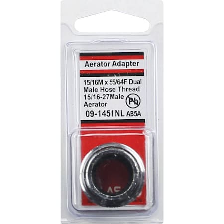 Westlake Pipe & Fittings No Lead Dual Thread Male Faucet Adapter Chrome-Plated 09-1451NL
