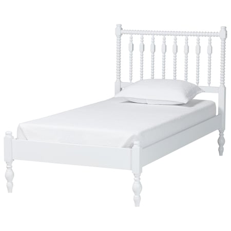 Baxton Studio Callison Spindle Platform Bed, White, Twin 271-14733-ZORO