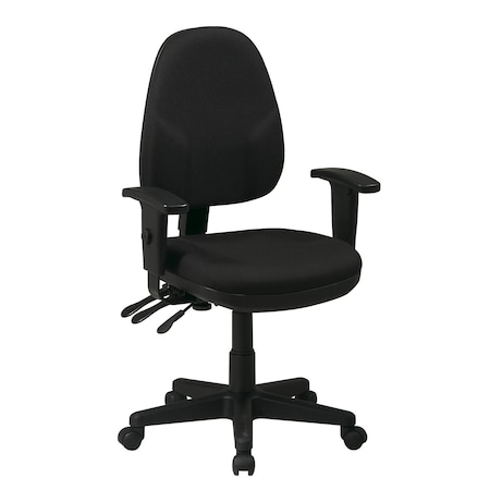 Office Star Desk Chair Desk Chair, Adjustable Arms, 15-1/4" to 20-1/2" Height, Fabric, Black 36427-231