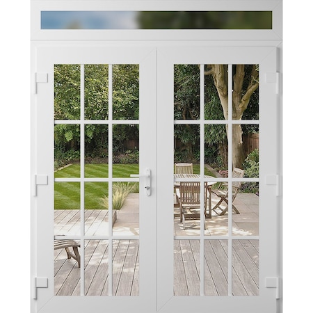 Vdomdoors Front Exterior Prehung Metal-Plastic Double Doors Clear Glass / MANUX 8355 White Silk / Office Comm MANUX8355DEXD-WS-W72xH80+16-RH-I