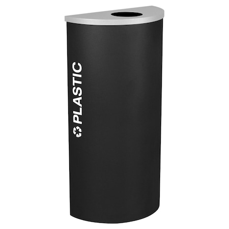 Ex-Cell Kaiser Kaleidoscope 8 Gallon Half Round Recycle Bin for Plastic, Black Texture RC-KDHR-PL BLX
