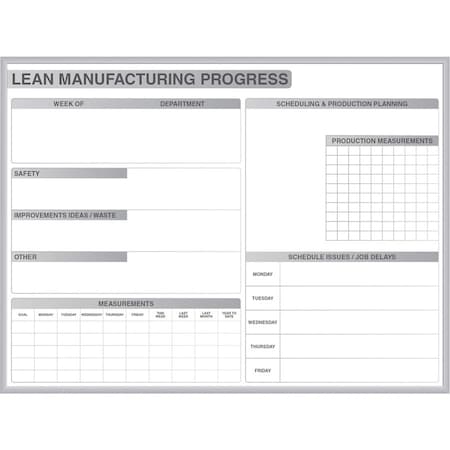 Ghent Dry Erase Board, Steel, 24 in, 36 in, Aluminum Frame, White/Gray, Gloss GRPM302M-23