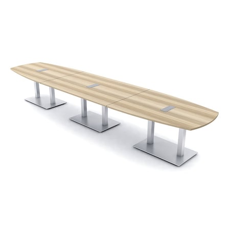 Skutchi Designs Arc Boat Conference Table, 45 in W, 216 in L, Brown HAR-ABOT-48X216-DOU-K525-ESIL