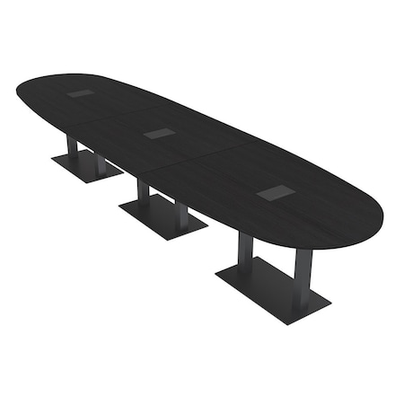 Skutchi Designs Boval Conference Table With Power, 48 in W, 216 in L, Black HAR-BOVL-48X216-DOU.BK-U999ST19-EBLK