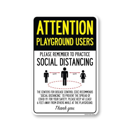Signmission Public Safety, Playground Users Practice Social Distancing, 24in X 18in Decal, OS-NS-D-1824-25413 OS-NS-D-1824-25413