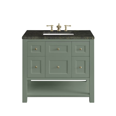 James Martin Vanities Breckenridge 36" Single Vanity, Smokey Celadon, w/ 3 CM Phantome Eclos Top 330-V36-SC-3PHT