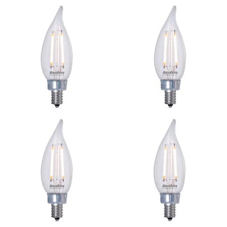 Bulbrite 25W Dimmable CA10 (E12) Candelabra Screw Base Warm Wht Lght Clear LED Filament Lght Bulb, 2700K, 4PK 861414