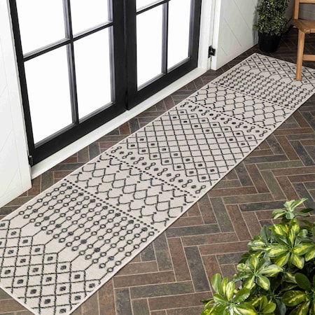 Jonathan Y Zana Modern Geometric Moroccan Reversible Machine-Washable Navy/Cream 2 ft. x 8 ft. Runner Rug SVH110A-28