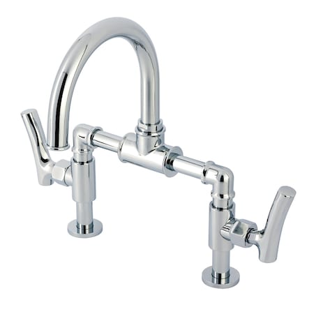 Kingston Brass Bridge Bathroom Faucet with Brass Pop-Up, Polished Chrome KS2171TKL