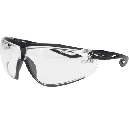 Bouton Optical Bio-Based Full Frame Safety Glasses with Black Frame, Clear Lens and Anti-Scratch Coating 250-15-5000