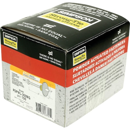 Simpson Strong-Tie PDPAWL.157''x2-7/8'' Mechanically Galvanized Powder-Actuated Pin w/ 1'' Washer, 100-Qty PDPAWL-287MG