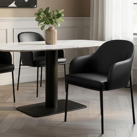 Manhattan Comfort Loft Metal Vegan Leather Armchair in Black - Set of 2 DC1535-2