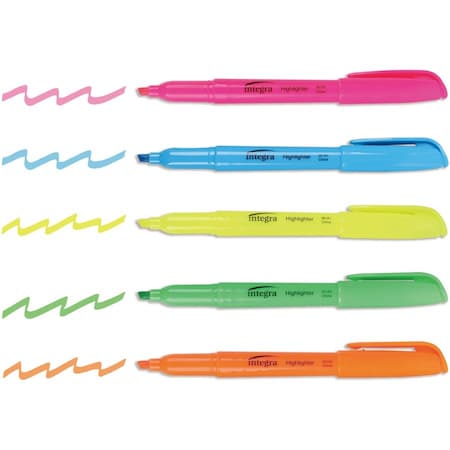Integra Highlighter, Felt-Tip, Non-Refillable, PK5 ITA36180