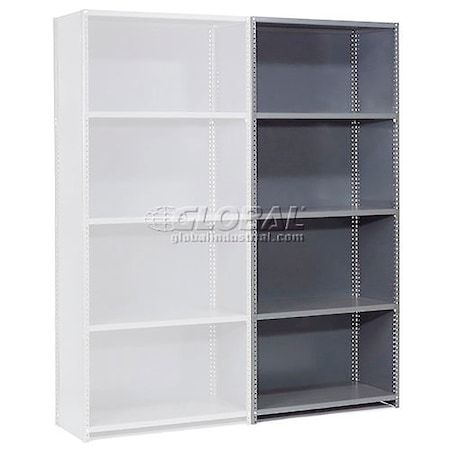 Global Industrial 5 Shelf, Closed Steel Shelving, 48"W x 12"D x 97"H, Add On, 20 GA, Gray 796388