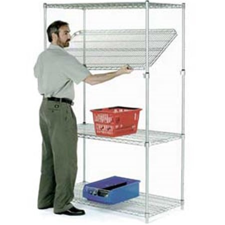 Nexel Poly-Z-Brite Quick Adjust Wire Shelving, Clear Epoxy - 72 x 24 x 63 in. 24726AZ
