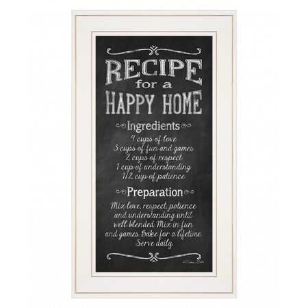 Homeroots Recipe for a Happy Home 1 White Framed Print Wall Art 408147