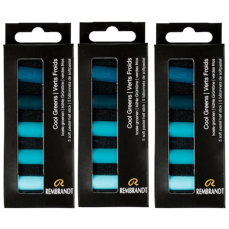 Rembrandt Soft Pastels Micro Sets, Cool Greens Per Set, 5 Half Sticks, 3 Sets, 3PK 31820509