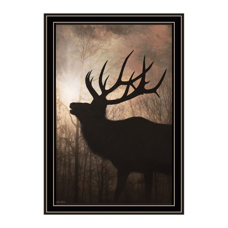 Homeroots Elk Sunrise Black Framed Print Wall Art 530018