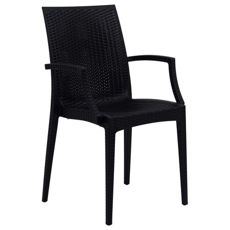 Leisuremod Weave Mace Indoor/Outdoor Arm Chair, Black MCA19BL