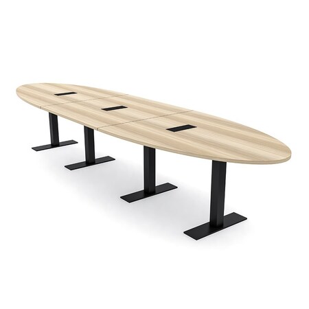Skutchi Designs 14 Person Conference Table With Power Unit | 16' Oval Table | Harmony Series HAR-OVL-48X192-T.BK-K525-EBLK