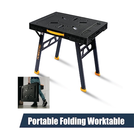 Powertec Portable Heavy-Duty Folding Worktable with 33.5in x 24in Surface, 1650 lbs Load Capacity UT1014