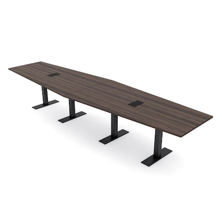 Skutchi Designs 14 Person Conference Table With Power Unit | 14' Hexagon Table | Harmony Series HAR-HEX.IR-48X168-T.BK-H3041-EBLK