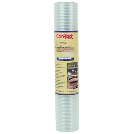 Con-Tact Brand Ribbed Shelf Liner, 6 ft L, 12 in W, Vinyl, Clear 06F-C8Q01-06