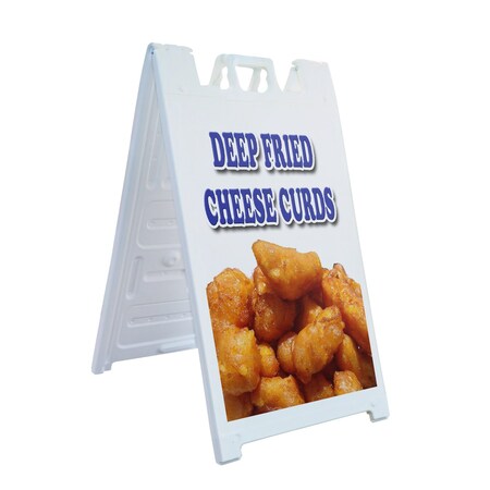 Signmission Deep Fried Cheese Curds, A-Frame & 2 Decals Installed, Heavy-Duty Plastic Frame SBHD-D-2436-Deep Fried Cheese Curds