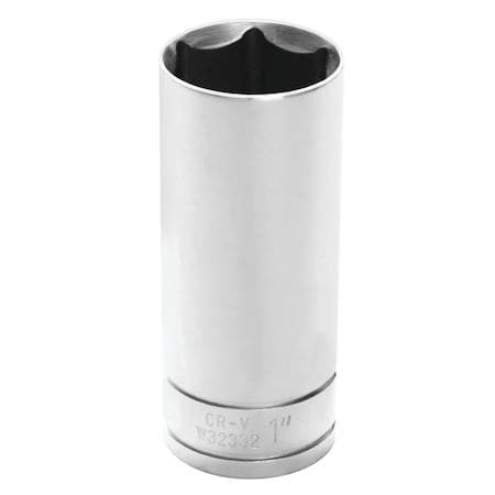 Perform Tool Socket 1/2 In Drive; 1 In; Standard; Deep Socket; 6 Point; Polished Nickel Chrome Plated; Vanadium W32332
