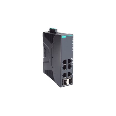 Moxa Compact industrial full Gigabit PoE+ smart Ethernet switch with 6G por SDS-G3006-4PoE-2GTXSFP