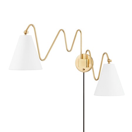 Mitzi Tali Roth X Onda 2 Light Plug-In Sconce 11.75 In. Aged Brass HL699102-AGB