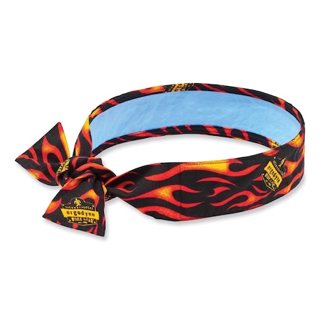 Ergodyne Chill-Its 6700CT Cooling Bandana PVA Tie Headband, One Size Fits Most, Flames 12568