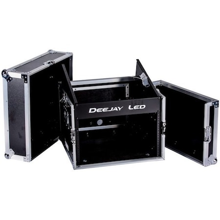 Deejay Led Fly Drive Case 10u Space Slant Mixer Rack / 6u Space Vertical Rack System with Full Accessory Door TBHM6U