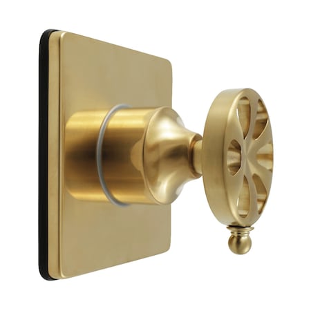 Kingston Brass Single-Handle Three-Way Diverter Valve with Square Trim Kit, Brushed Brass KS3047RX