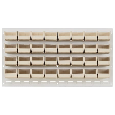 Quantum Storage Systems 36X19 HC LOUVERED PANEL W/32 BINS IVORY QLP-3619HC-210-32IV
