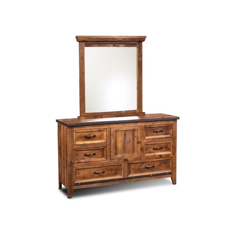Sunset Trading Rustic City Dresser with Mirror 6 Drawers & Storage Cabinet HH-4365-31-32