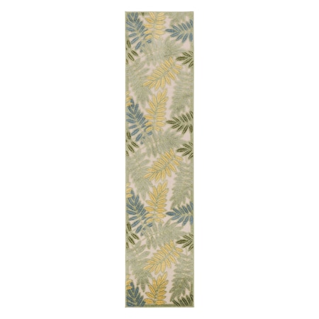 Homeroots 8' Green Yellow And Blue Floral Indoor Outdoor Runner Rug 548038