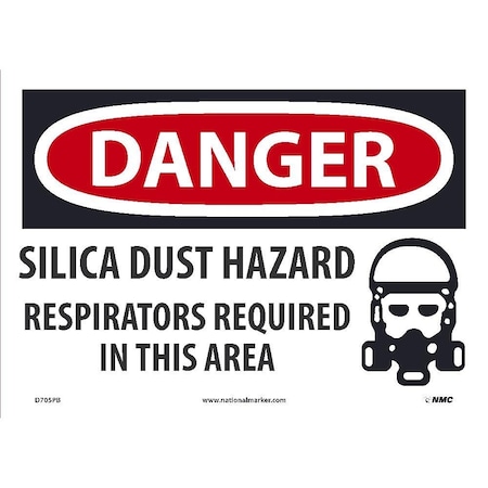 Nmc Silica Dust Hazard Respirators Required Sign, D705PB D705PB