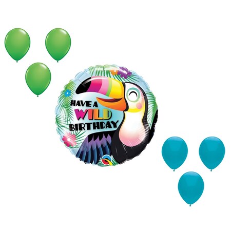 Loonballoon Wild Birthday Toucan Balloon Medium Shape Set 6x latex 81178