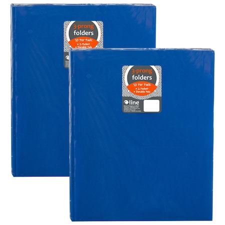 C-Line Products Two-Pocket Heavyweight Poly Portfolio Folder with Prongs, Blue, 20PK 32965